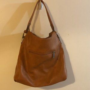Brown Leather Handbag with Attachable Shoulder Strap